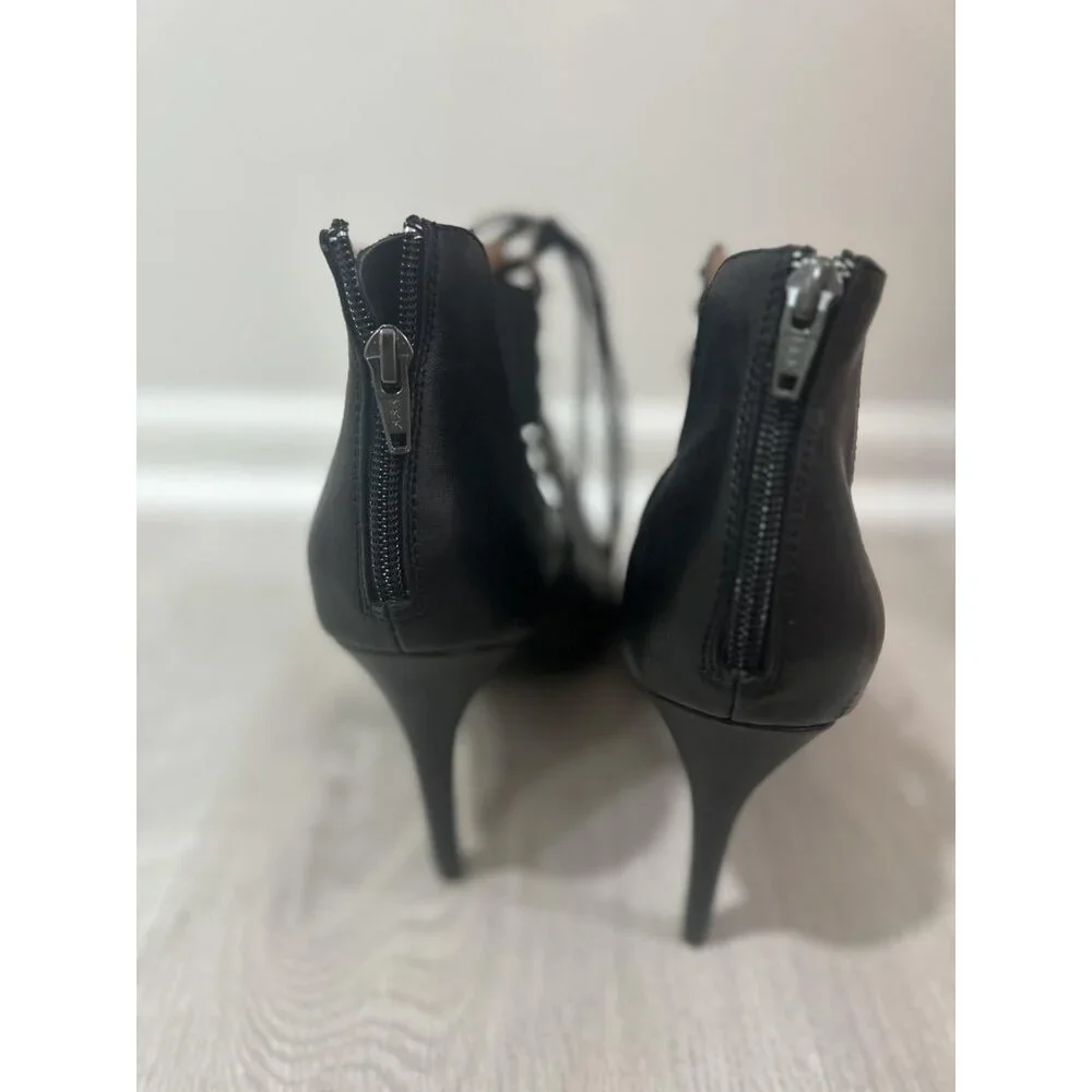 Banana Republic Heels‎ Womens Size 9.5 Black Leather Lace Up Pumps Pointed Toe